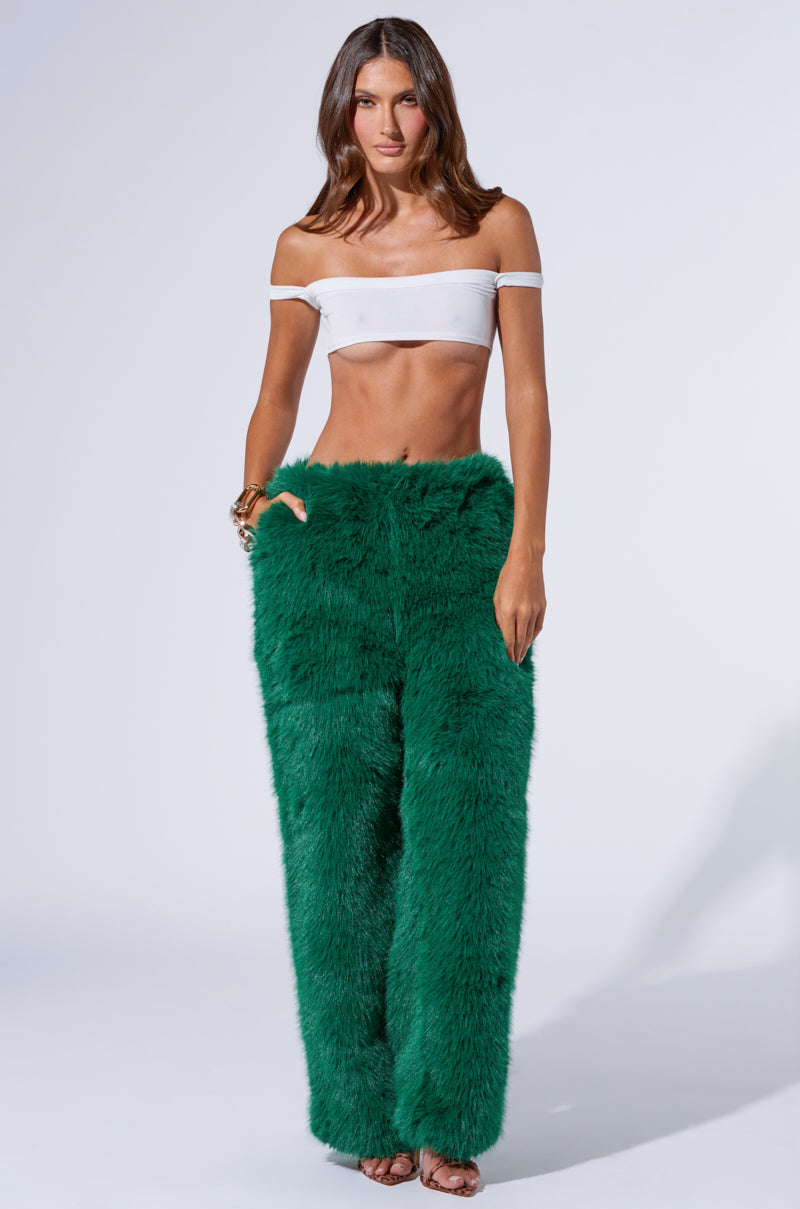 SEEING GREEN WIDE LEG FASHION FUR PANT