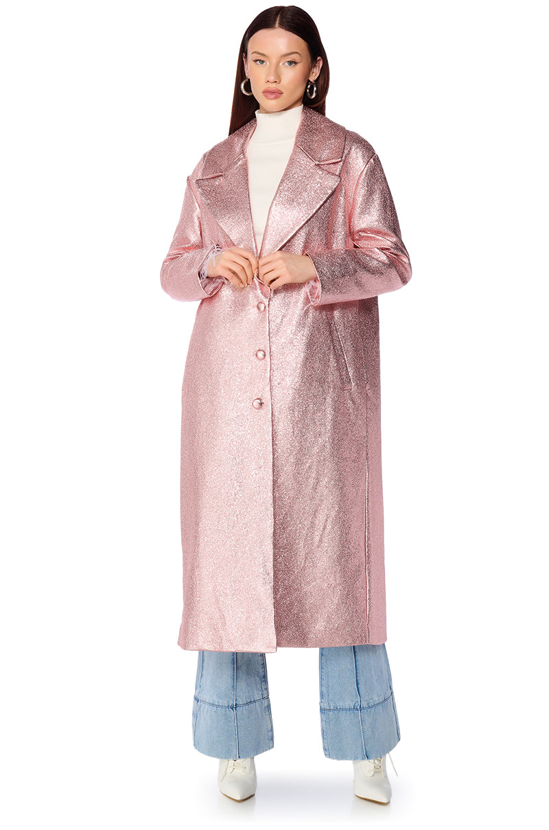 GLITTER LUXE TRENCH IN PINK