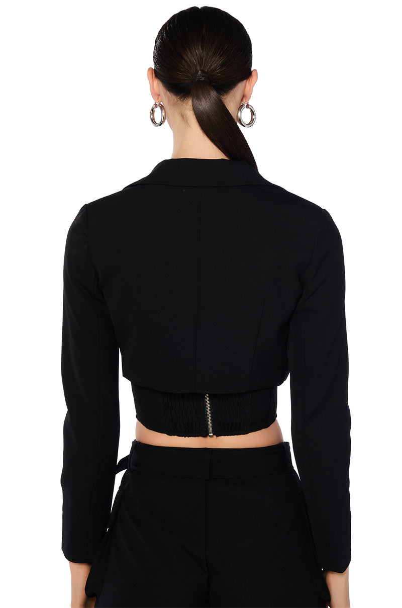 BETTER LUCK CROP BLAZER IN BLACK