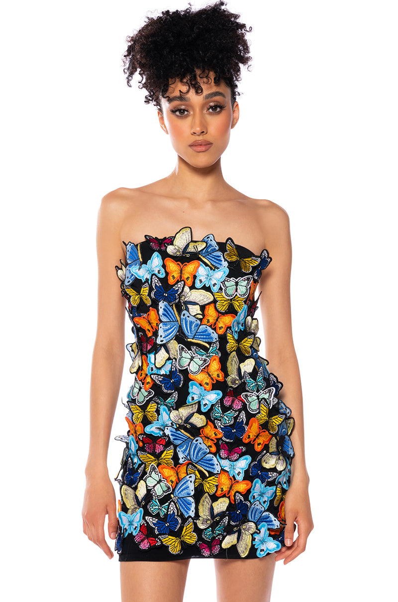 TAKE FLIGHT BUTTERFLY MINI DRESS