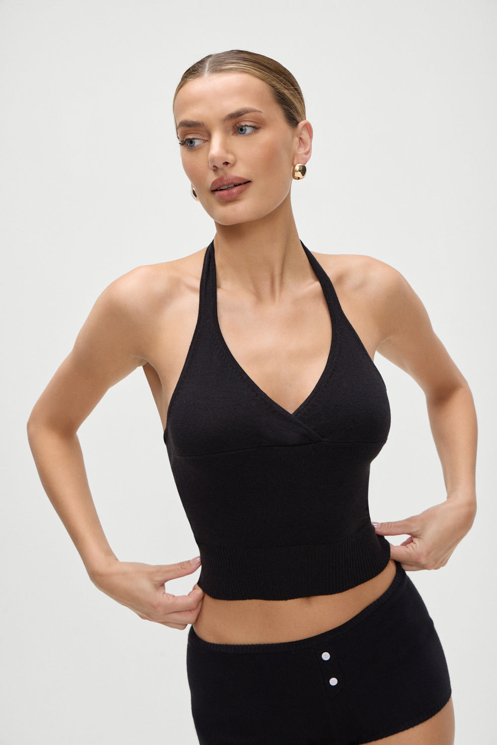 Dylan Knit Halter Top - Black