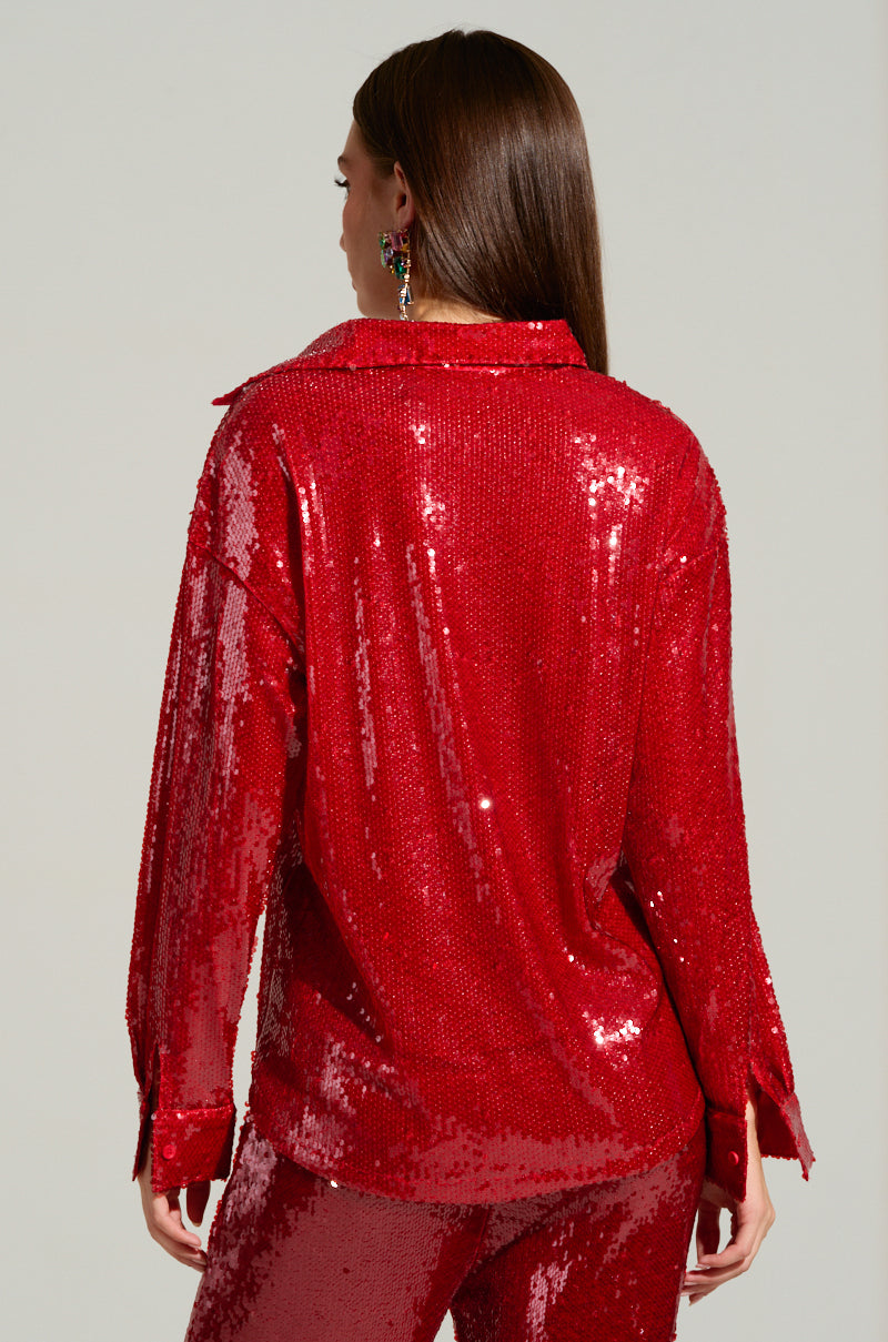 LOVER ZONE SEQUIN SHIRT IN RED