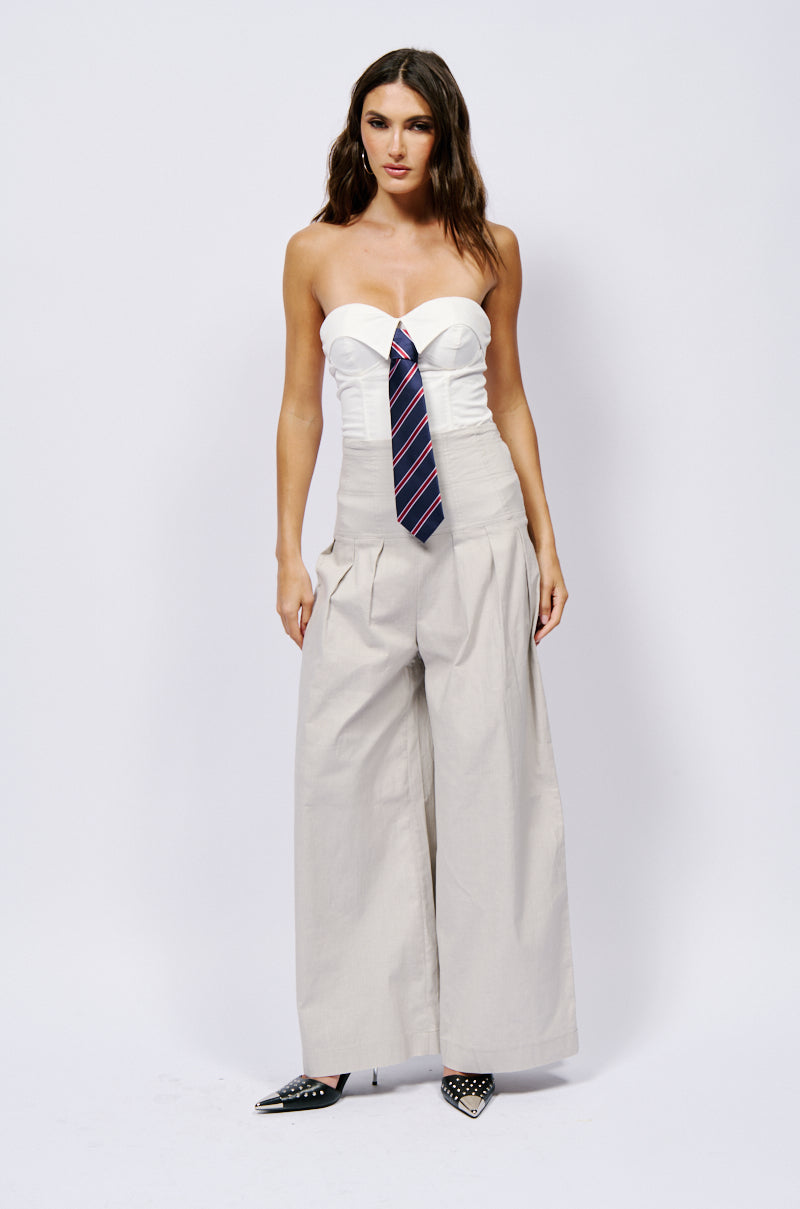 LUNA HIGH WAISTED WIDE LEG LINEN TROUSER