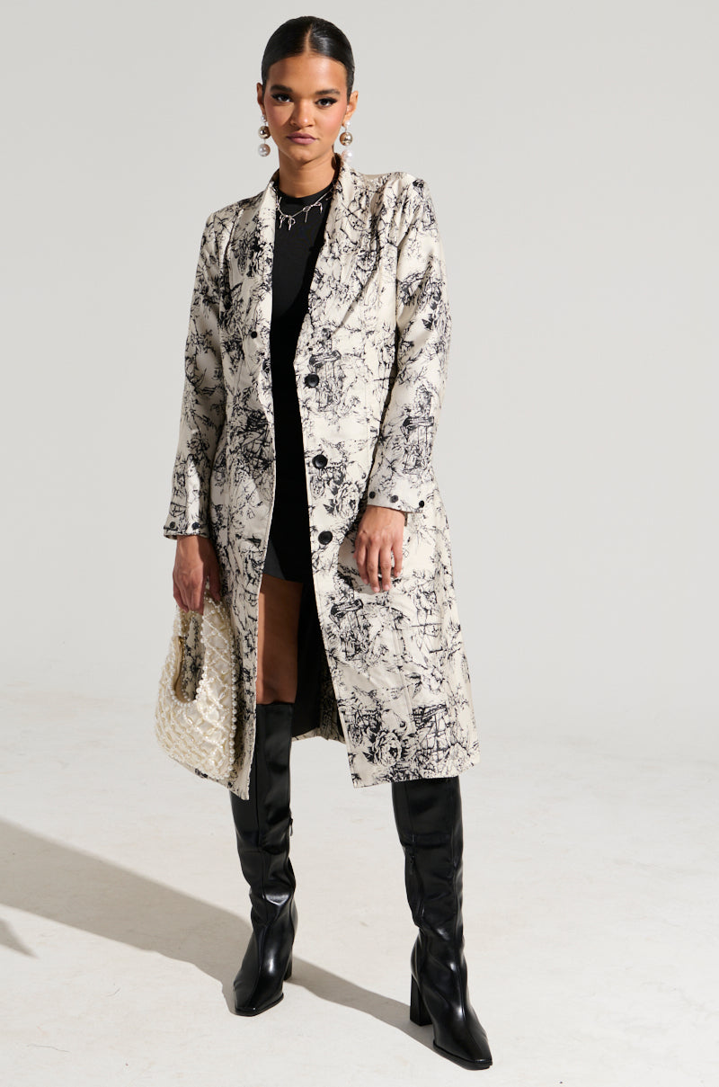 TALULAH REMOVABLE FUR TRIM TRENCH IN IVORY MULTI