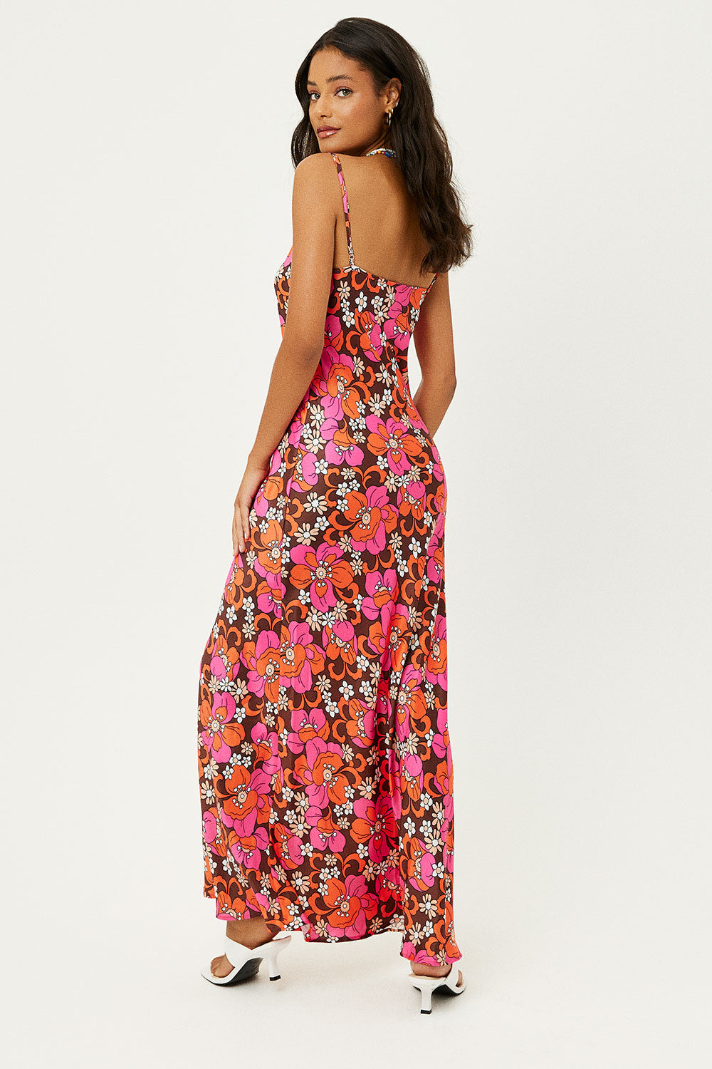 Isabel Satin Floral Dress - Tropics