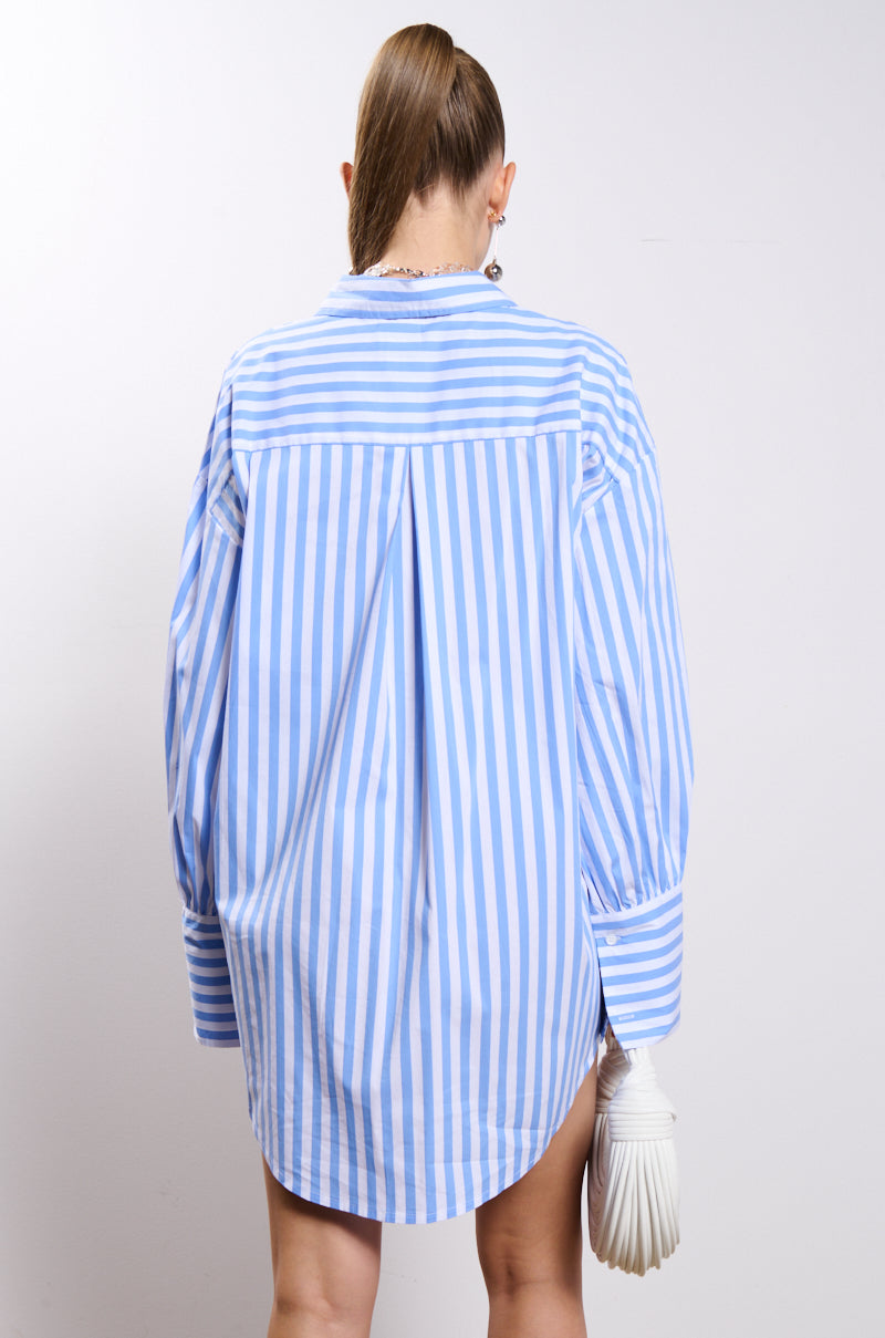 BOWS STRIPED POPLIN SHIRT DRESS