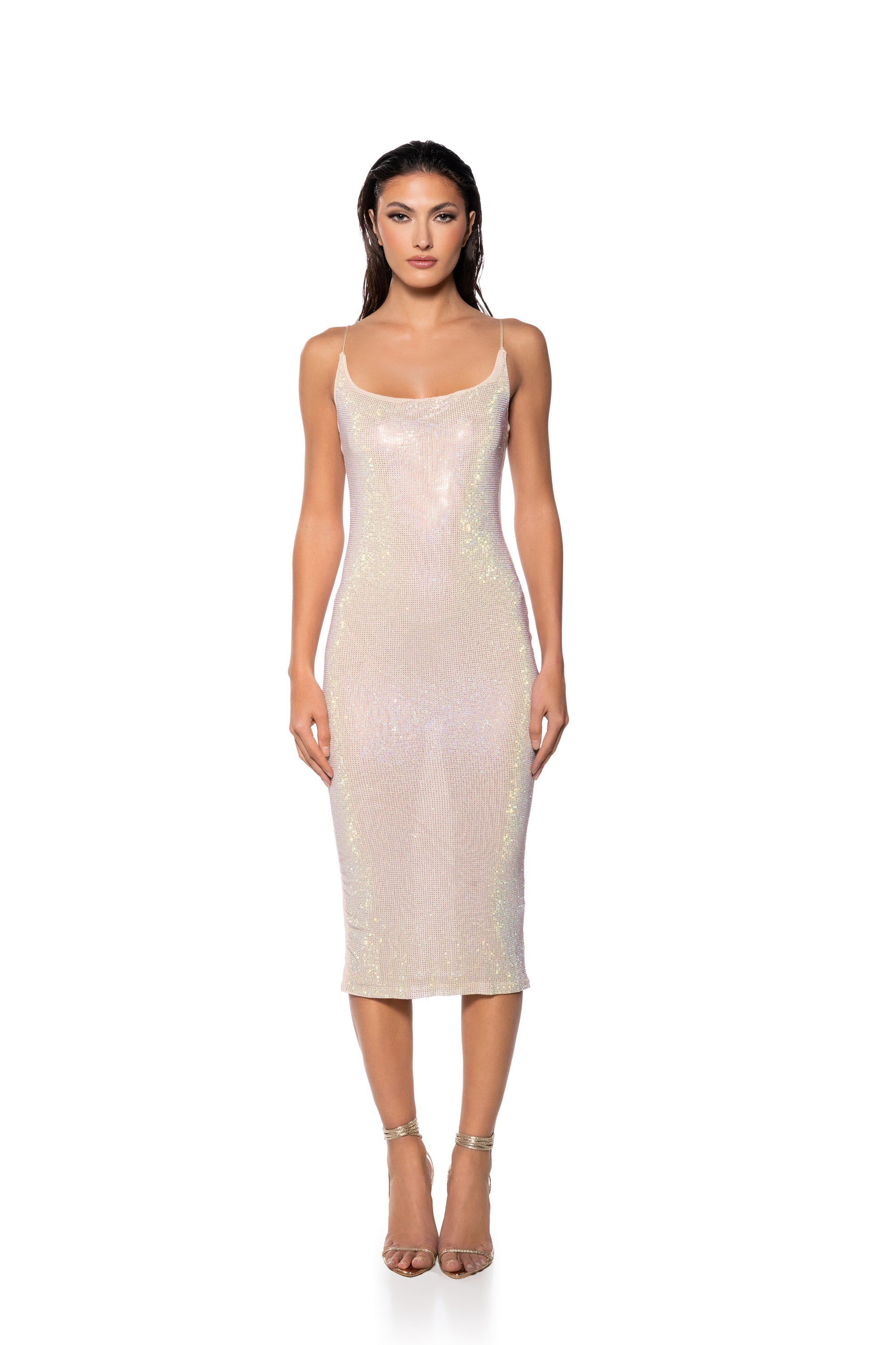 TAKE ME TO THE HAMPTONS RHINESTONE MIDI DRESS