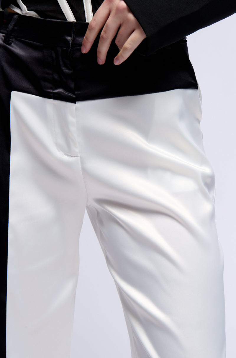 DAY TO NIGHT COLORBLOCKED SATIN TROUSER