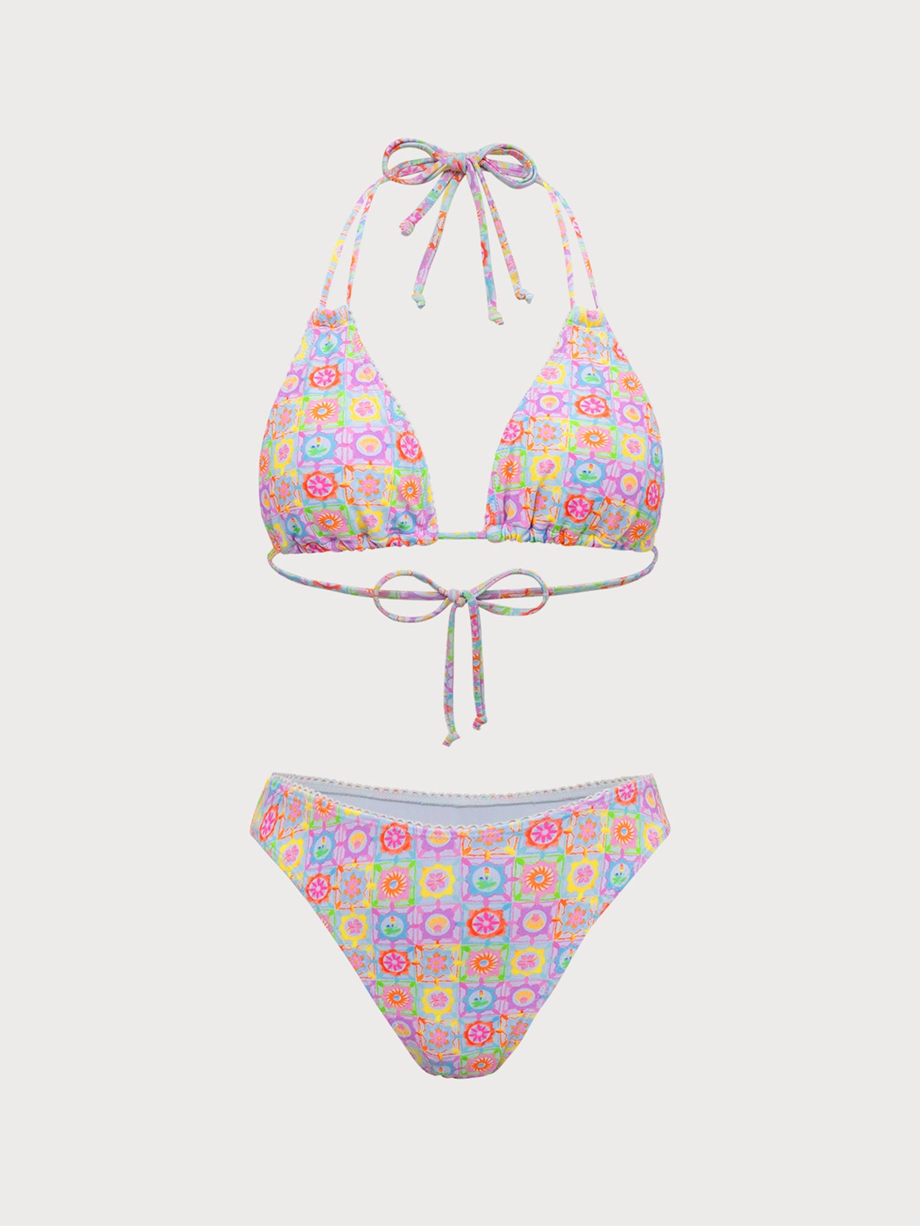 Multi-Color Floral Halter Bikini Set