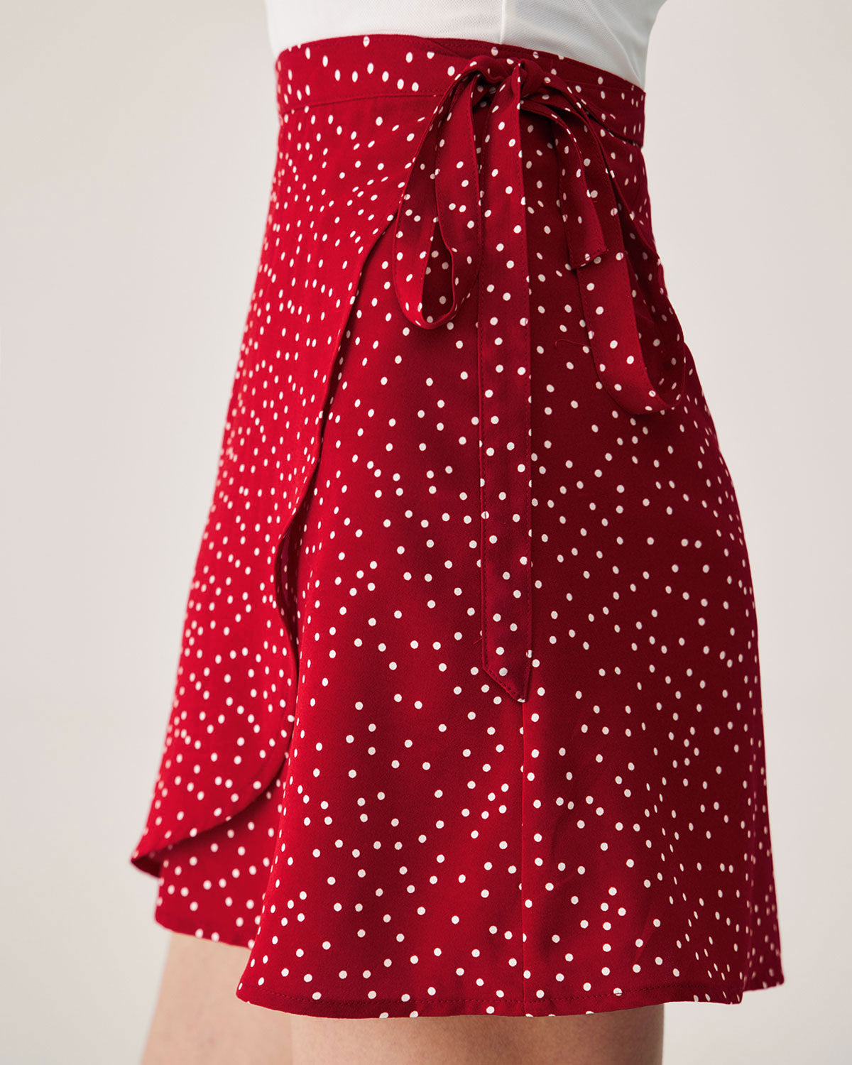 Red Polka Dot Wrap Mini Skirt