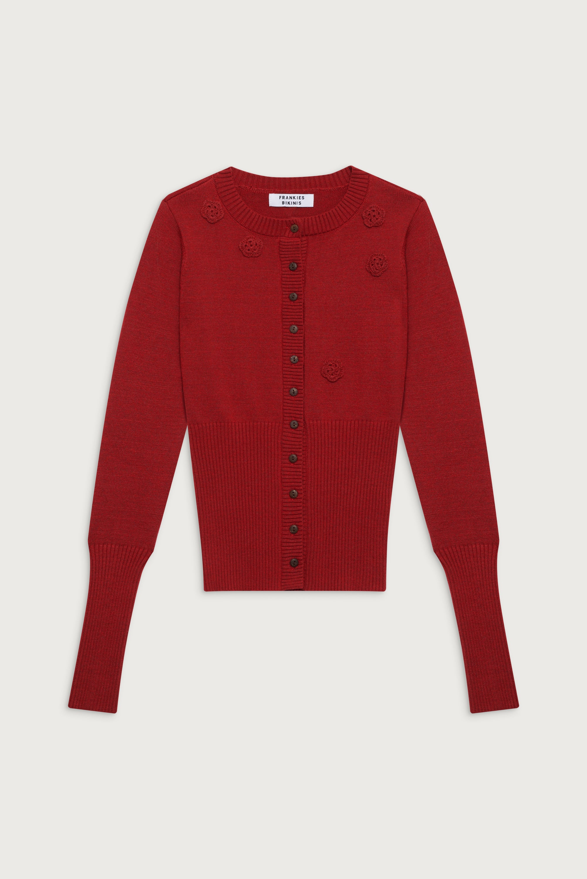 Lenon Cloud Knit Button Up Cardigan - Red Velvet