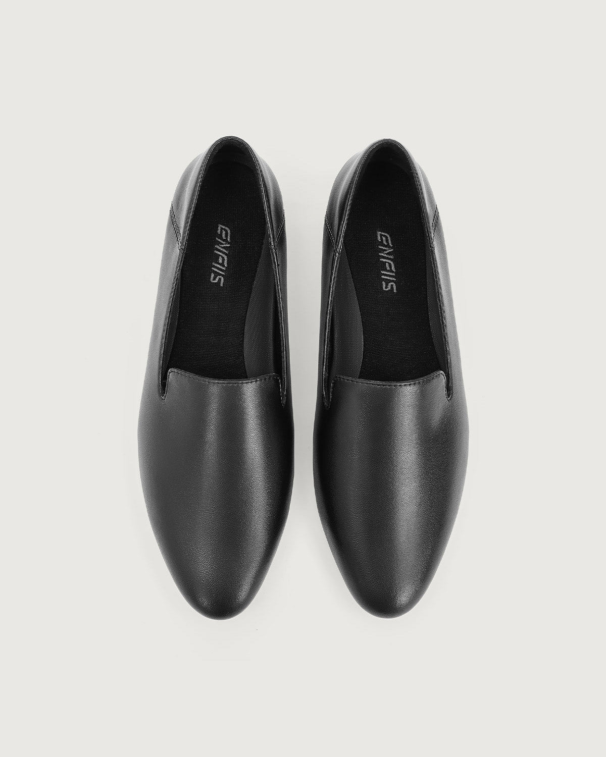 Enfiis Black Microfiber Loafer Flats