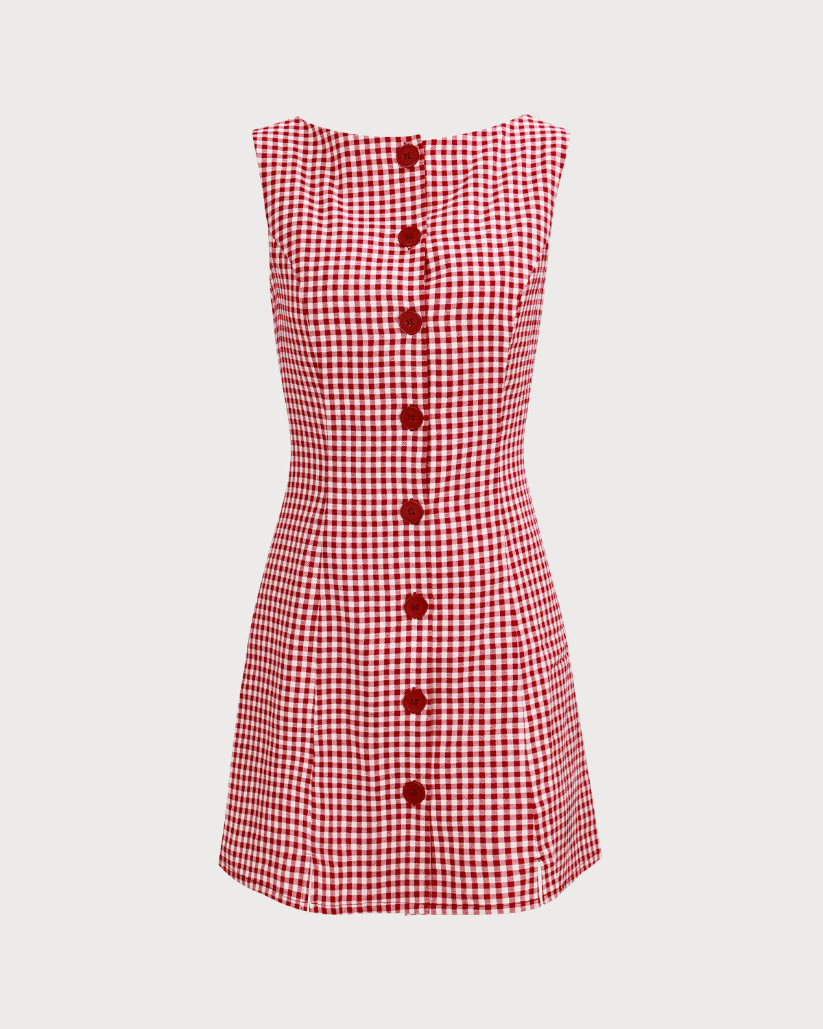 The Red Boat Neck Plaid Mini Dress