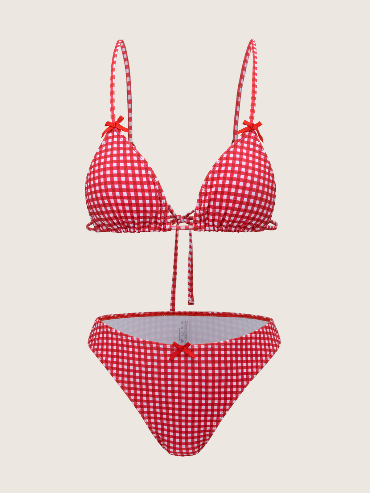 Red Plaid knot Bikini Set