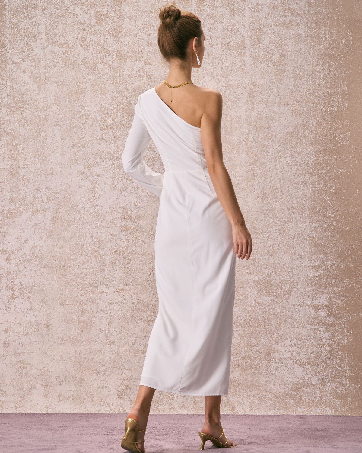 The White One Shoulder Slit Maxi Dress