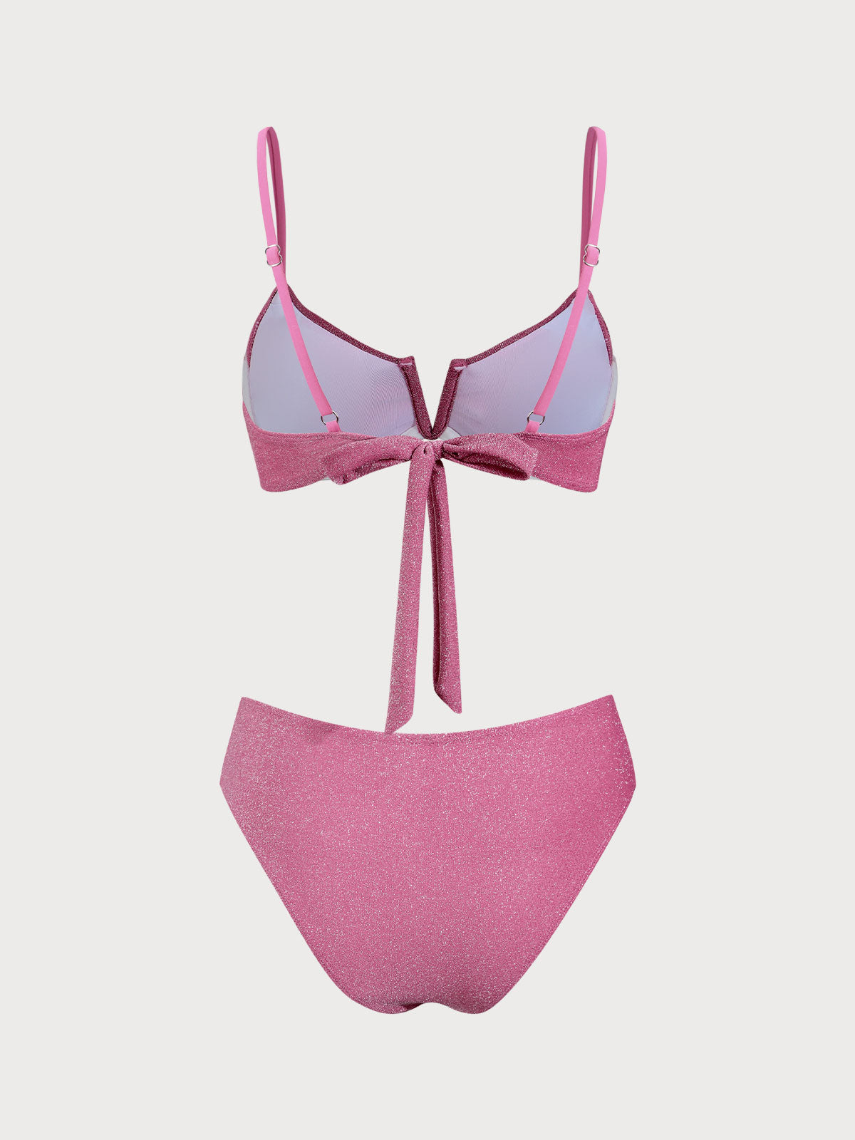 Pink Lurex Underwire Bikini Set