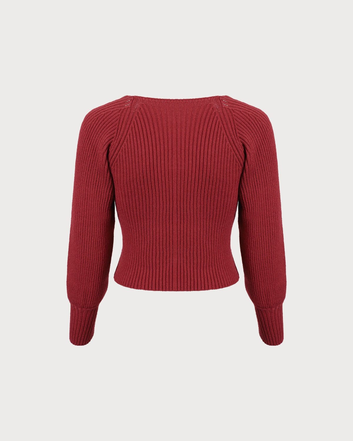 The Red Scoop Neck Lantern Sleeve Sweater