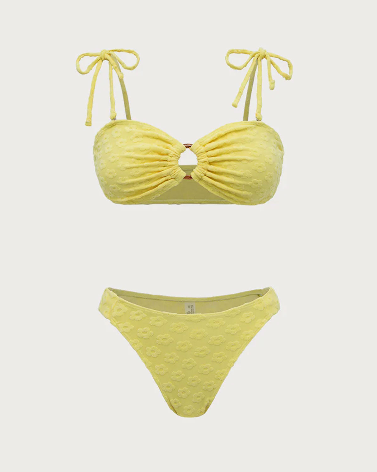 Yellow Floral O-Ring Bikini Set