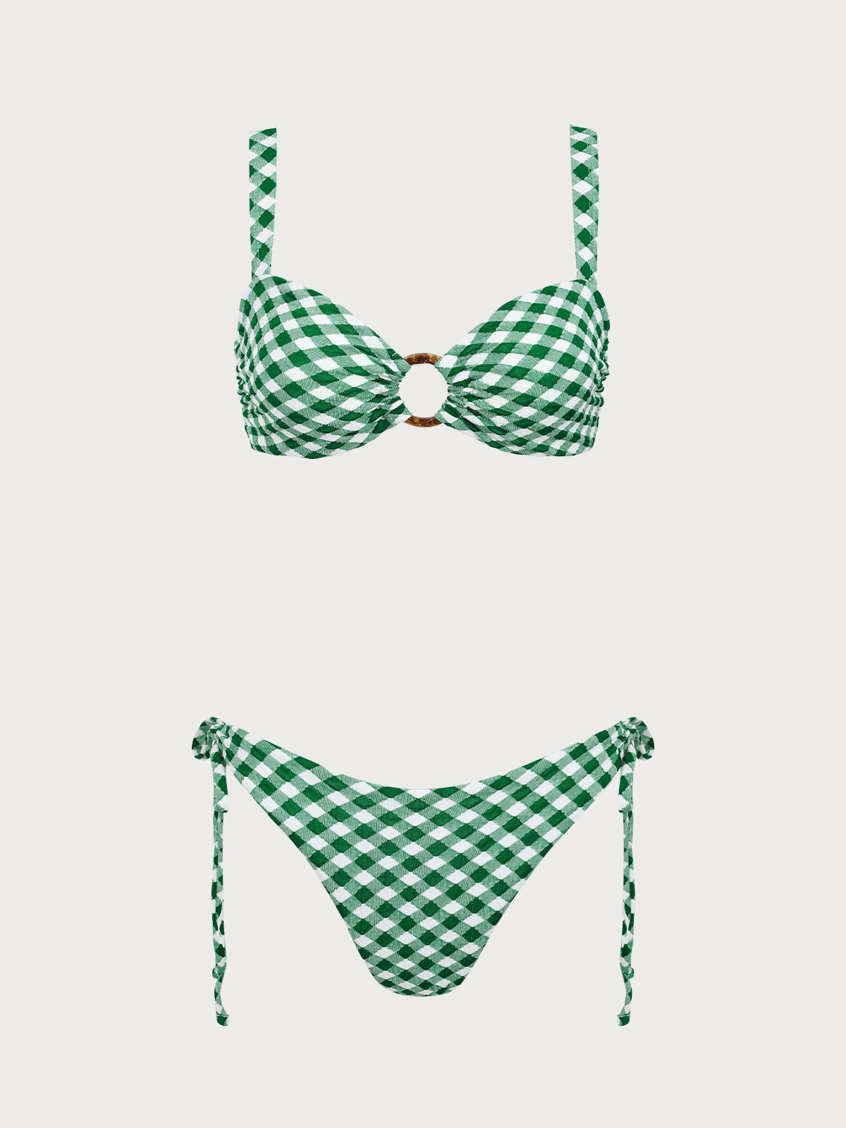 Green Plaid O-Ring Bikini Set