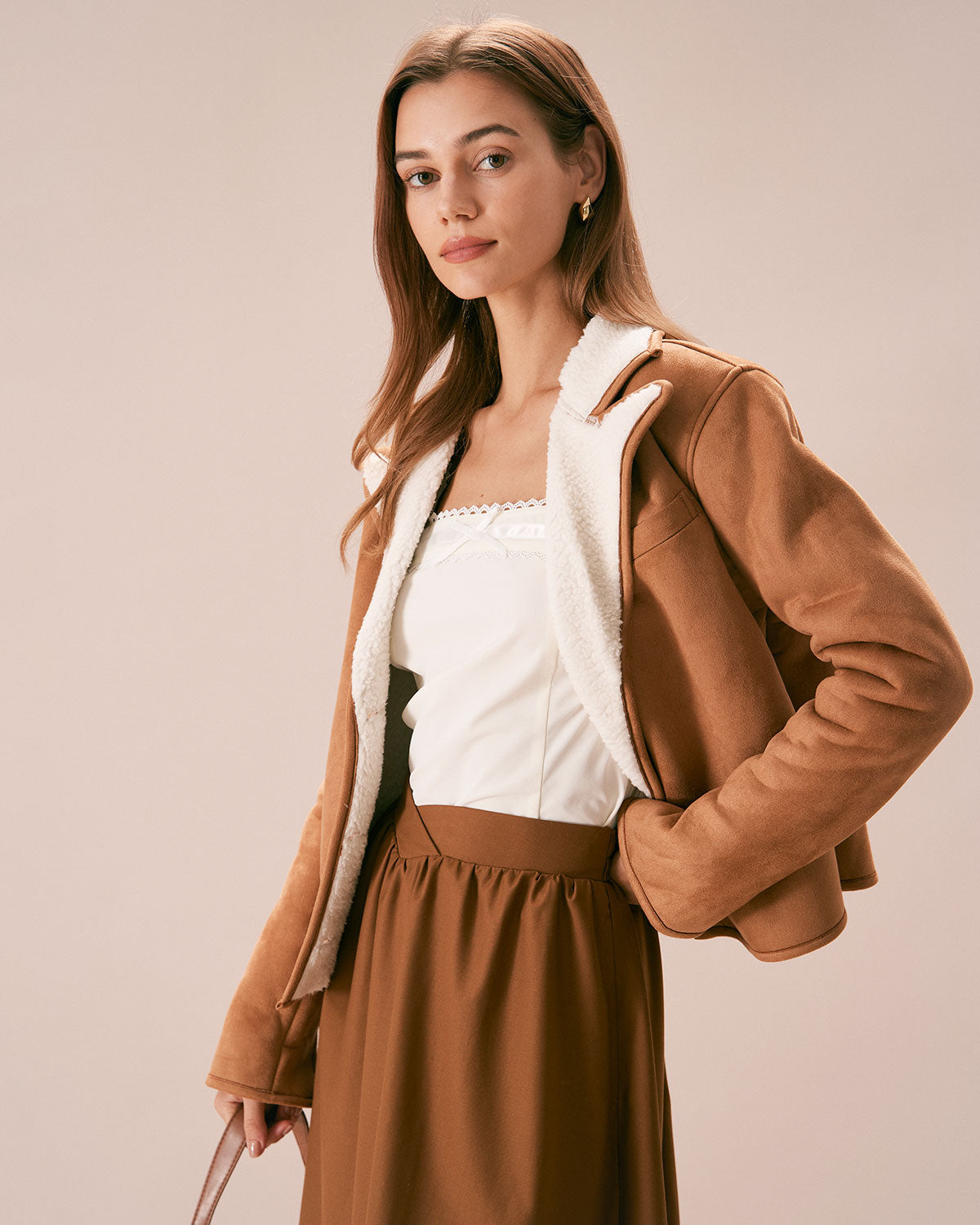 The Brown Lapel Single Breasted Suede Jacket