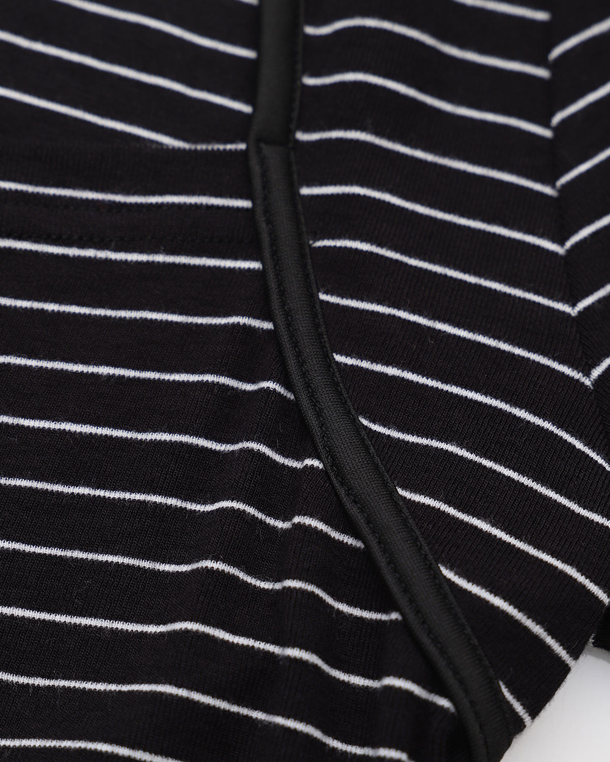 Black Square Neck Striped Knit Tee