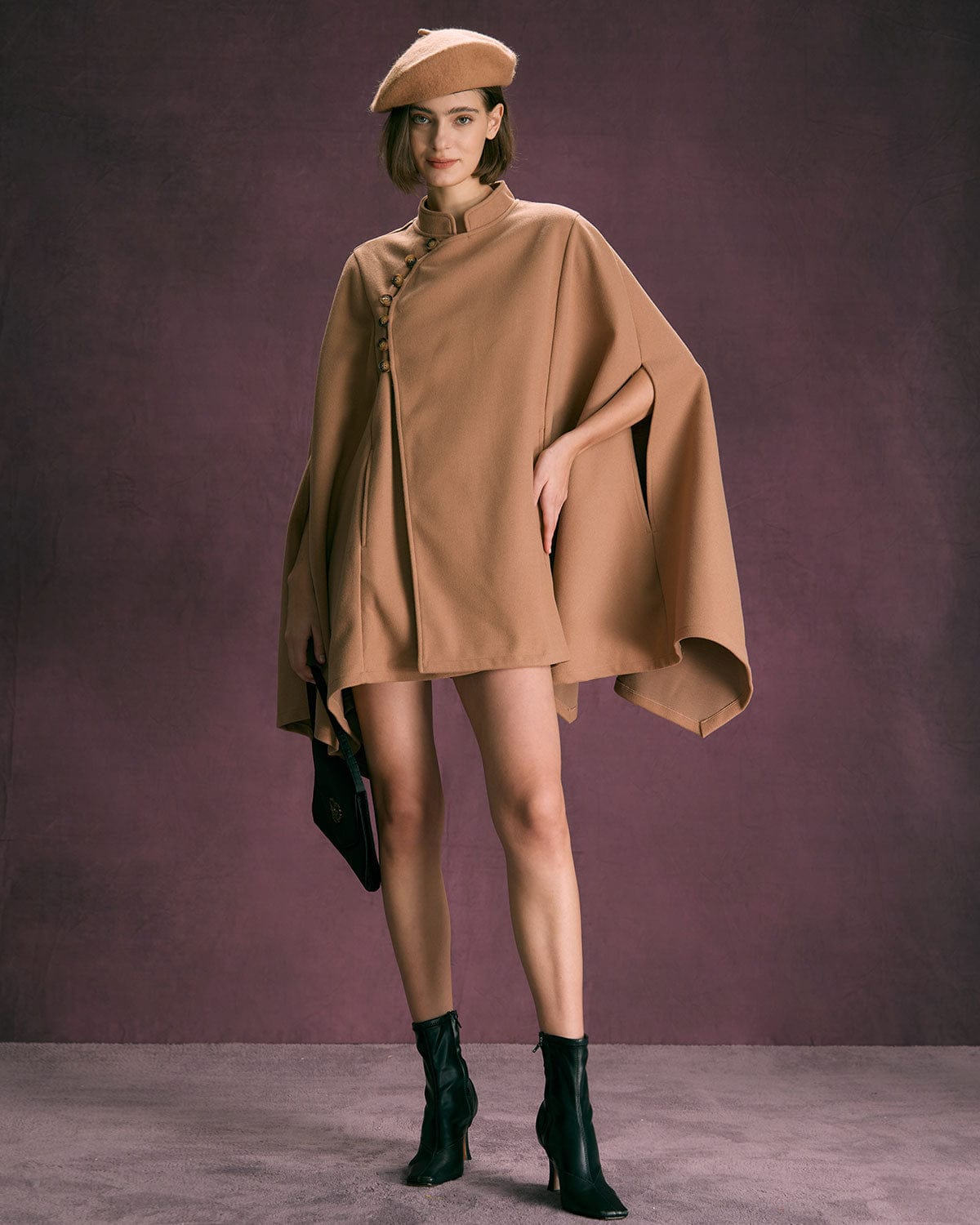 The Khaki Stand Collared Button Up Cape