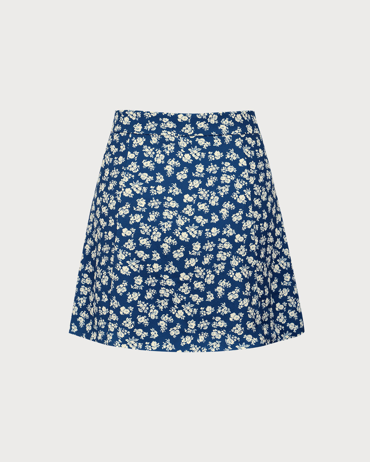 Navy Floral A-Line Mini Skirt