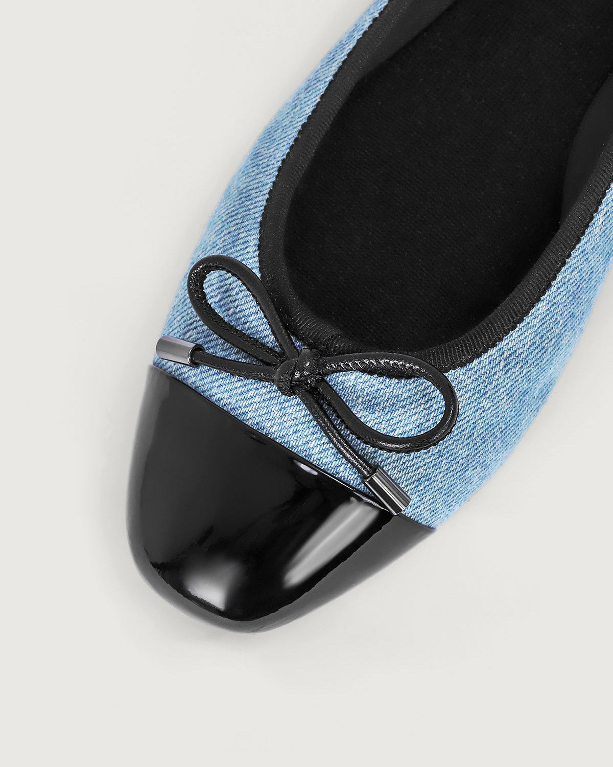 Enfiis Light Blue Washed Denim Cross-head Ballet Flats.