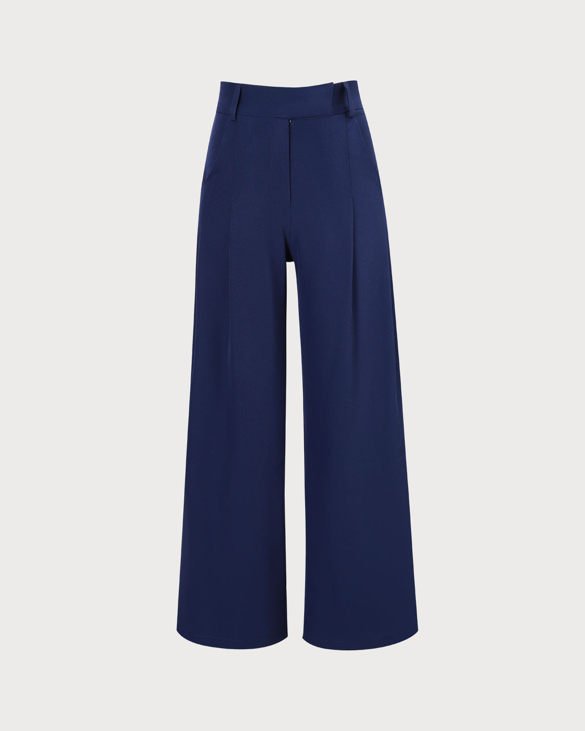 The Navy High Waisted Pockets Straight Pants