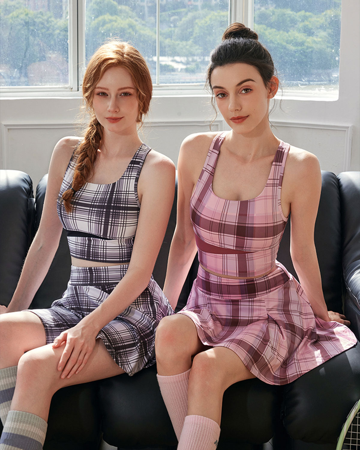 Pink Plaid Tank Top - Light Support