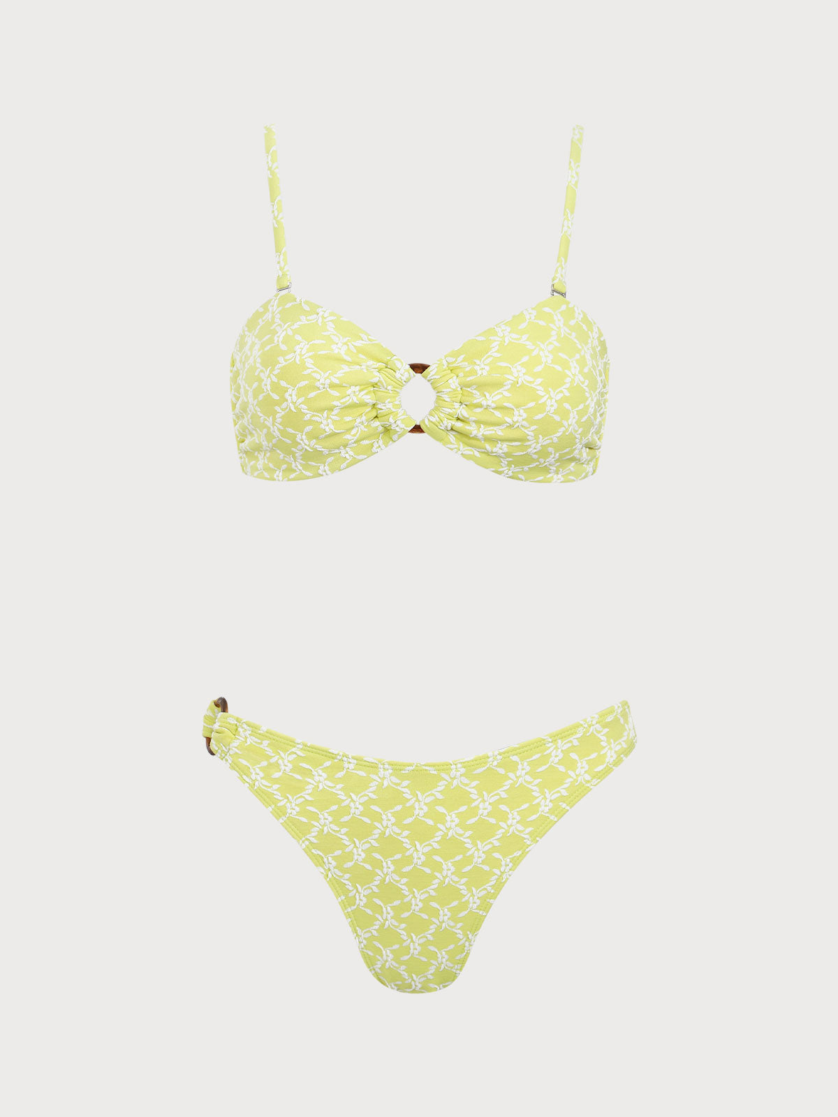 Yellow Jacquard O-Ring Bikini Set