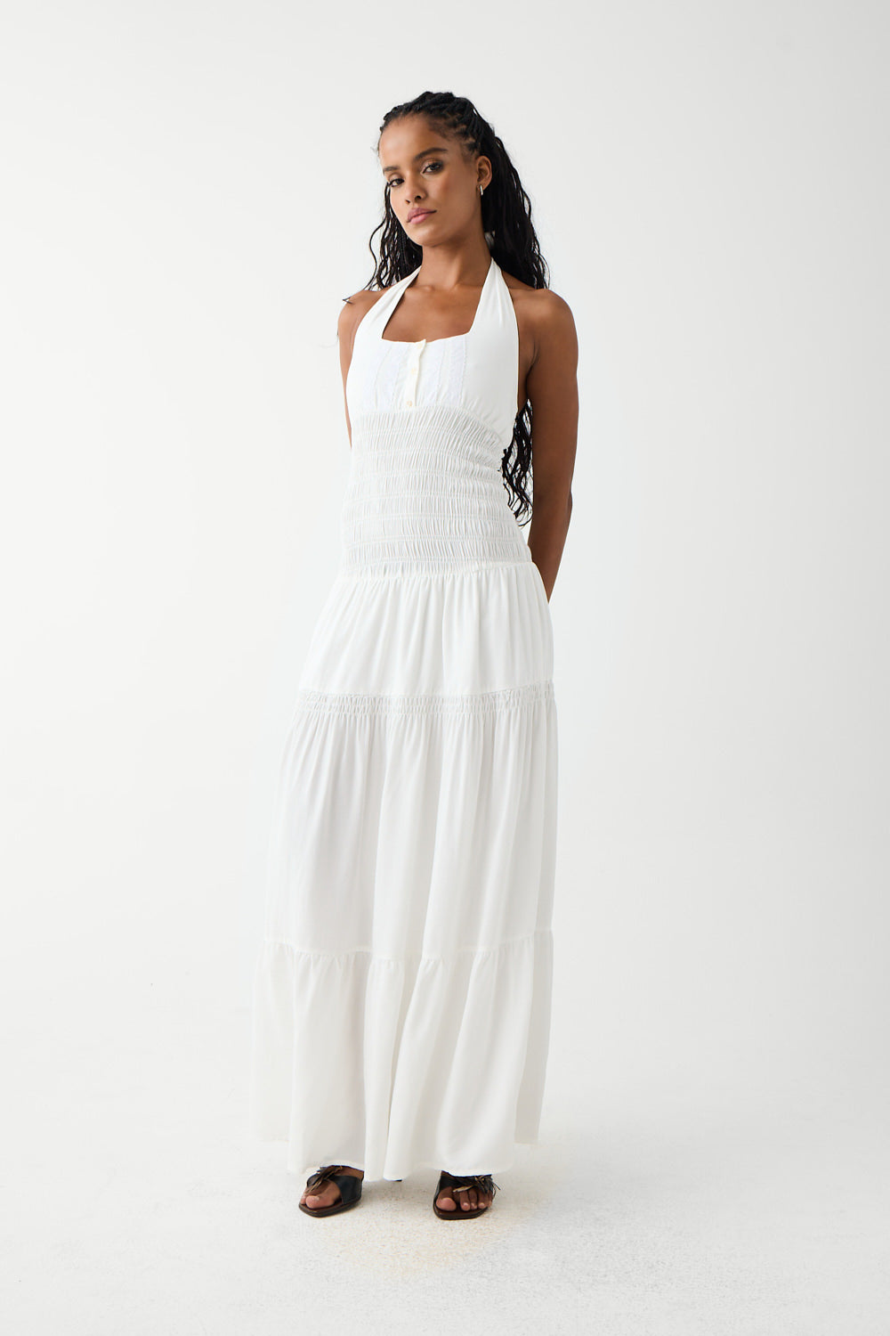 River Halter Maxi Dress - White