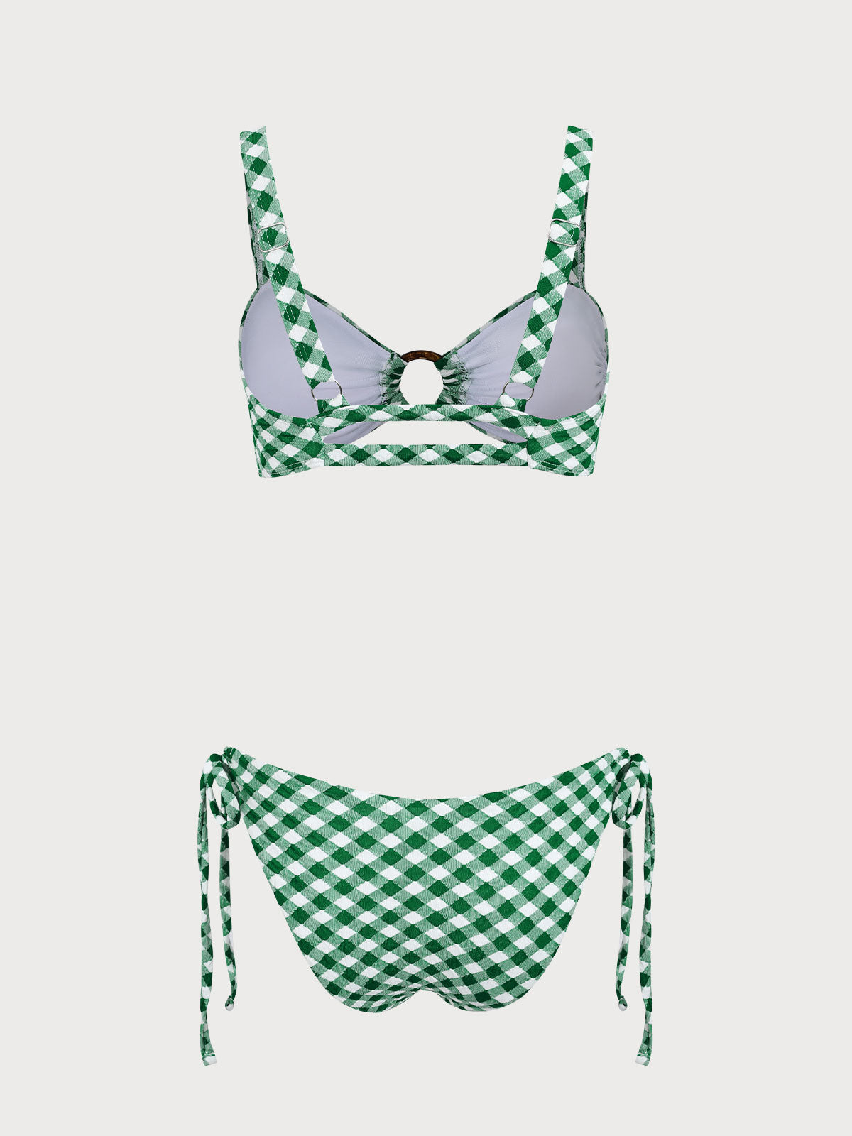 Green Plaid O-Ring Bikini Set