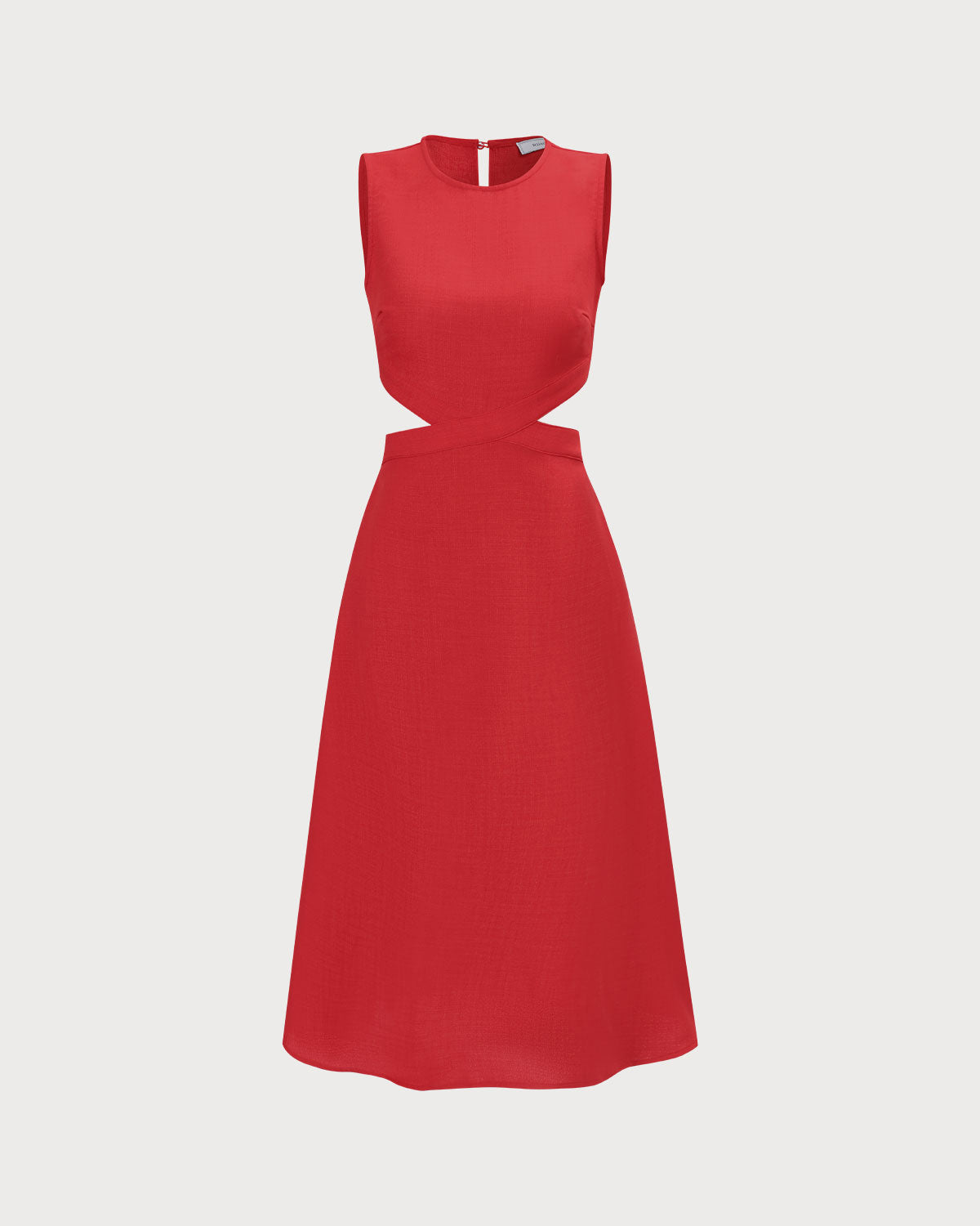 The Red Round Neck Cut-Out Midi Dress