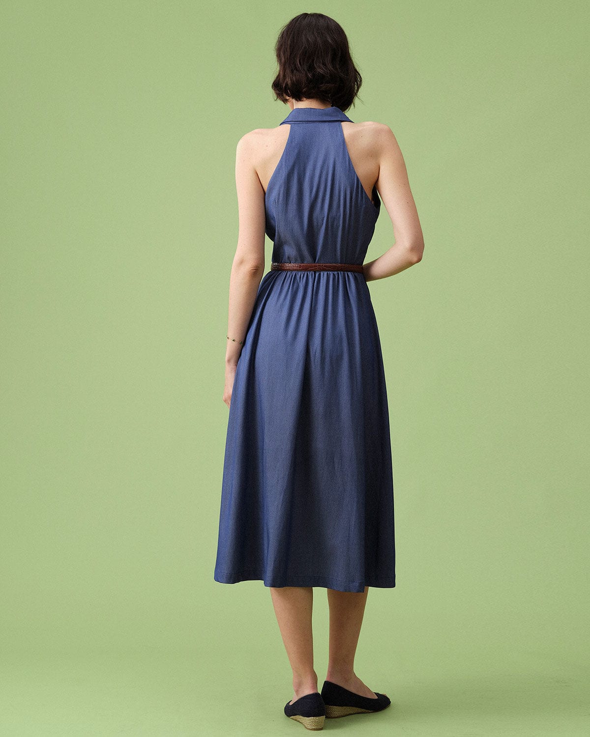 The Blue Lapel Tunic Sleeveless Midi Dress