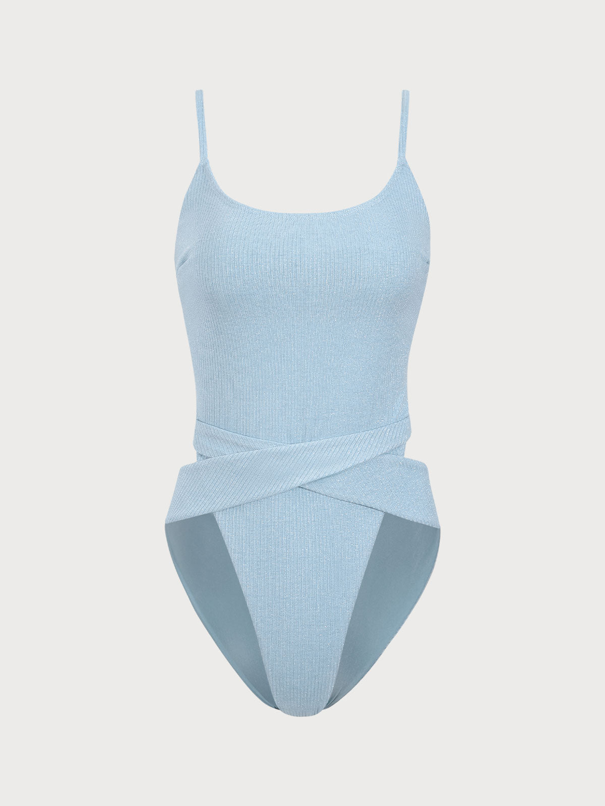 Blue Lace-Up Backless One-Piece Swimsuit