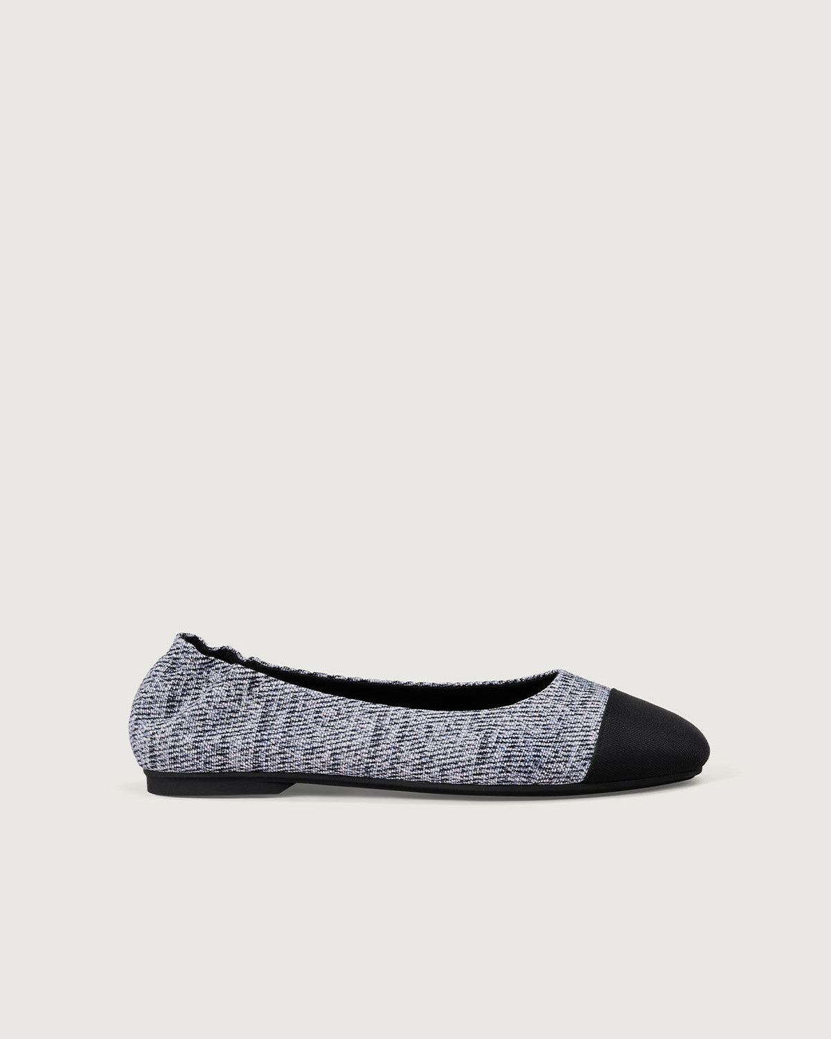 Enfiis Black Twill Jacquard Ballet Flats