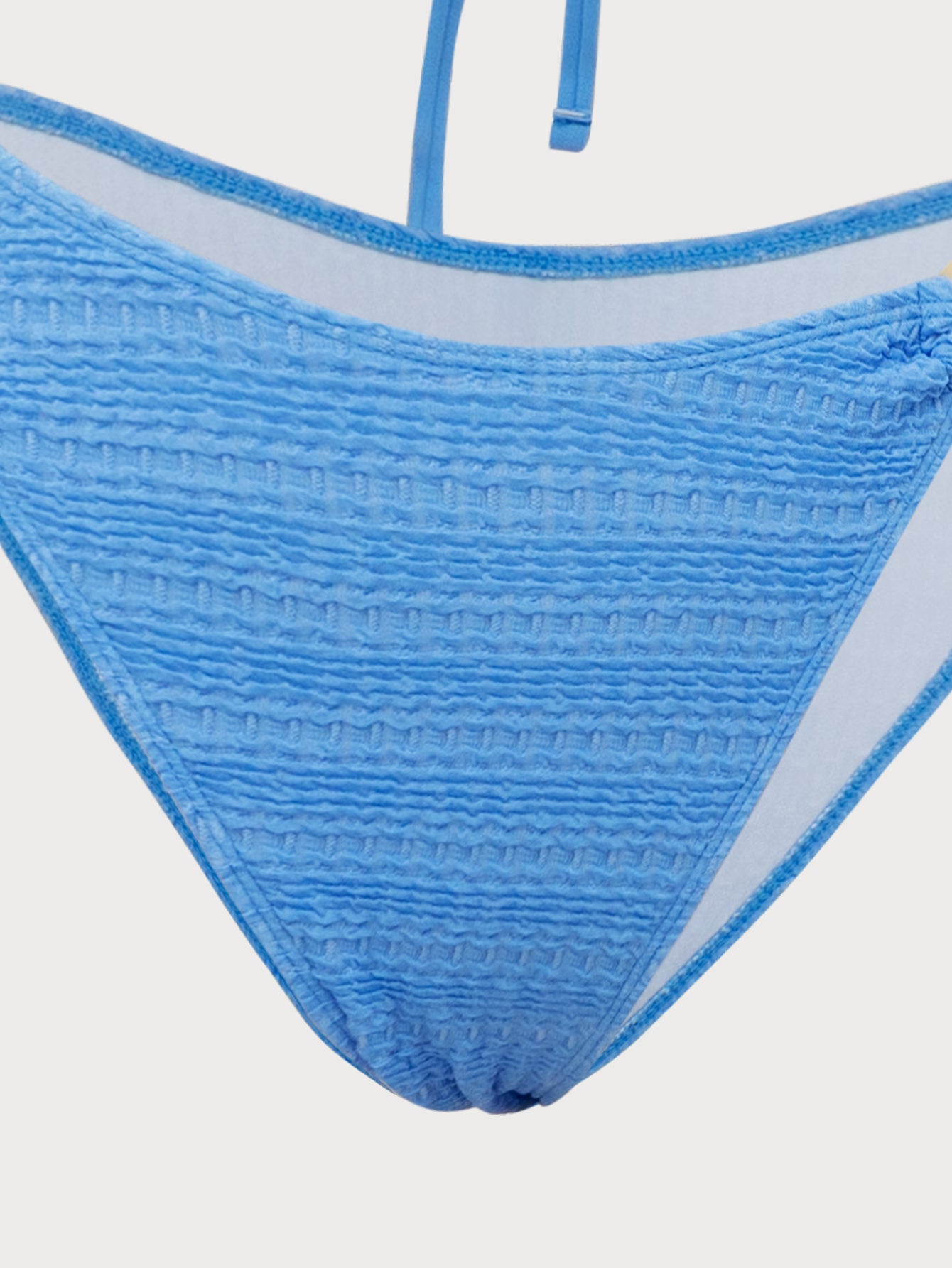 Blue Textured Double Strap Bikini Set