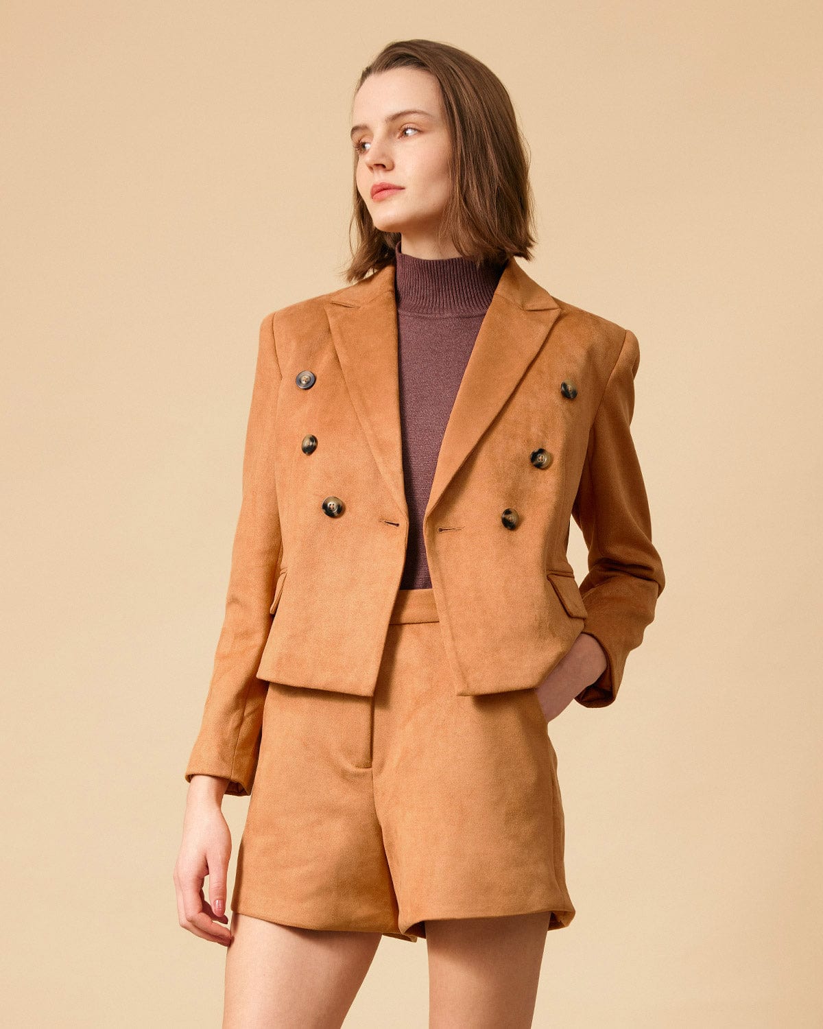 The Collared Buttons Suede Blazer