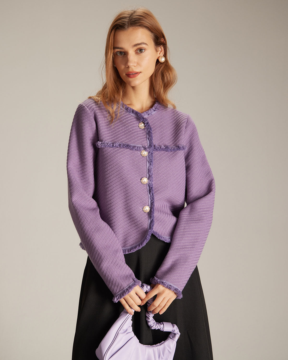 The Purple Crew Neck Single Breasted Jacket