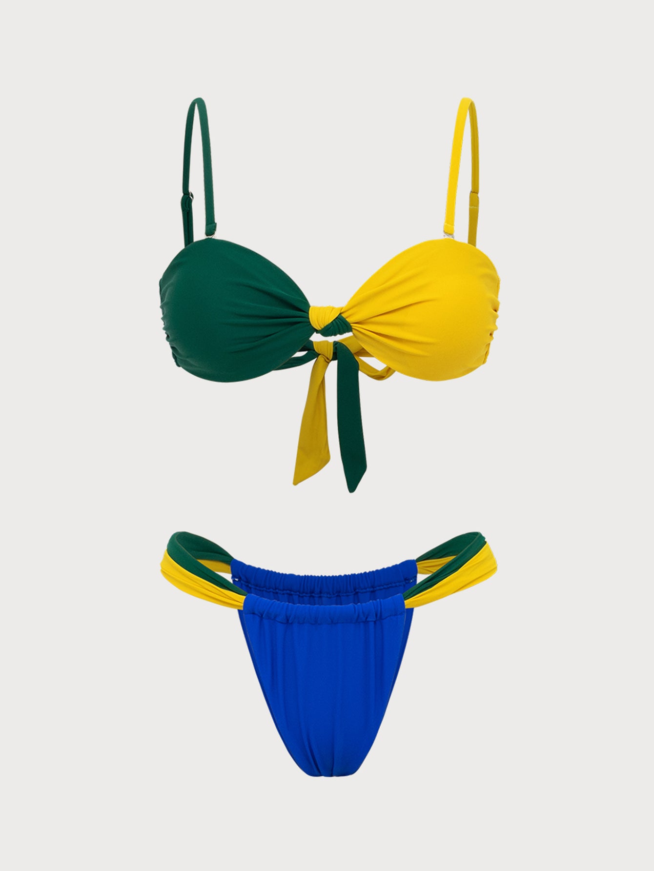 Contrast Twist Bikini Set