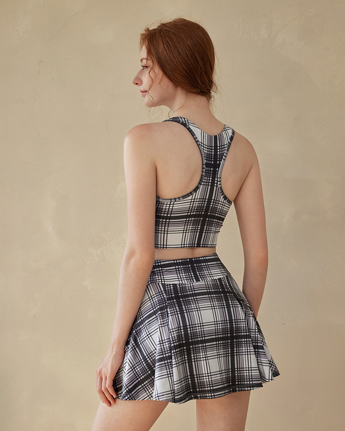 Black Plaid Tank Top - Light Support