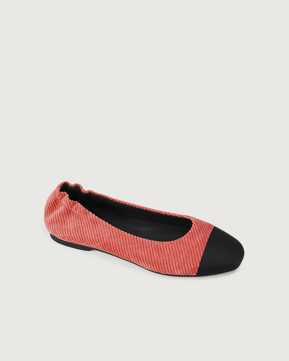 Enfiis Brick Red Twill Square Toe Ballet Flats