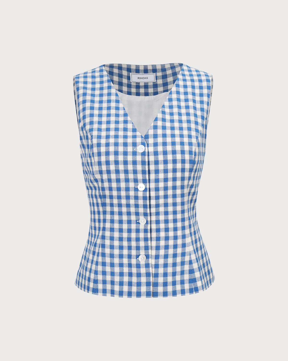 The Blue V Neck Plaid Vest