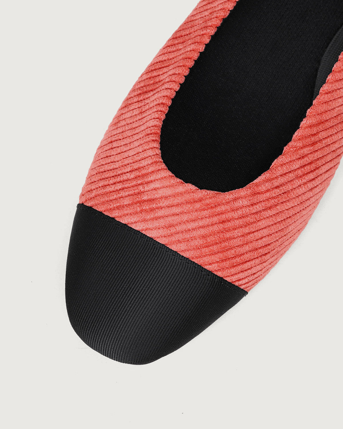 Enfiis Brick Red Twill Square Toe Ballet Flats