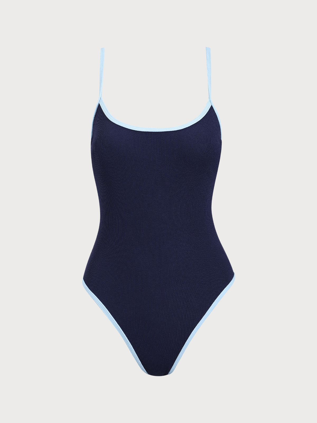 Blue Contrasting Criss-cross Tie One-Piece Swimsuit