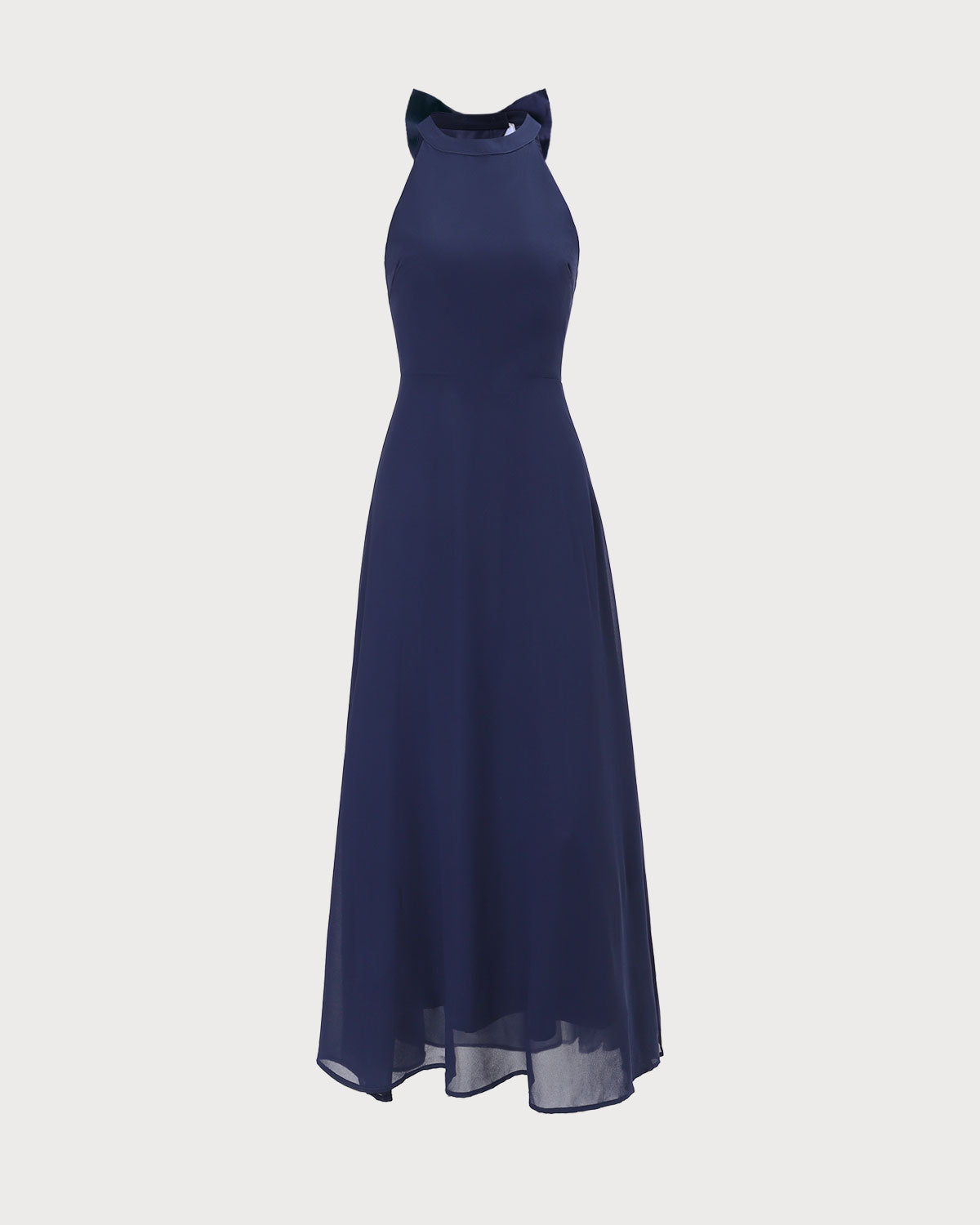 The Navy Halter Bowknot Back Maxi Dress