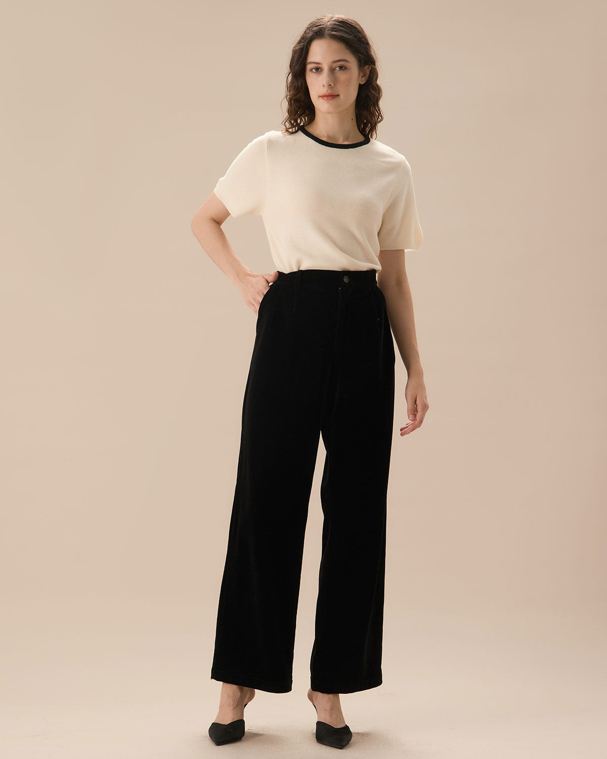 Black High Waisted Pleated Wide Leg Pants