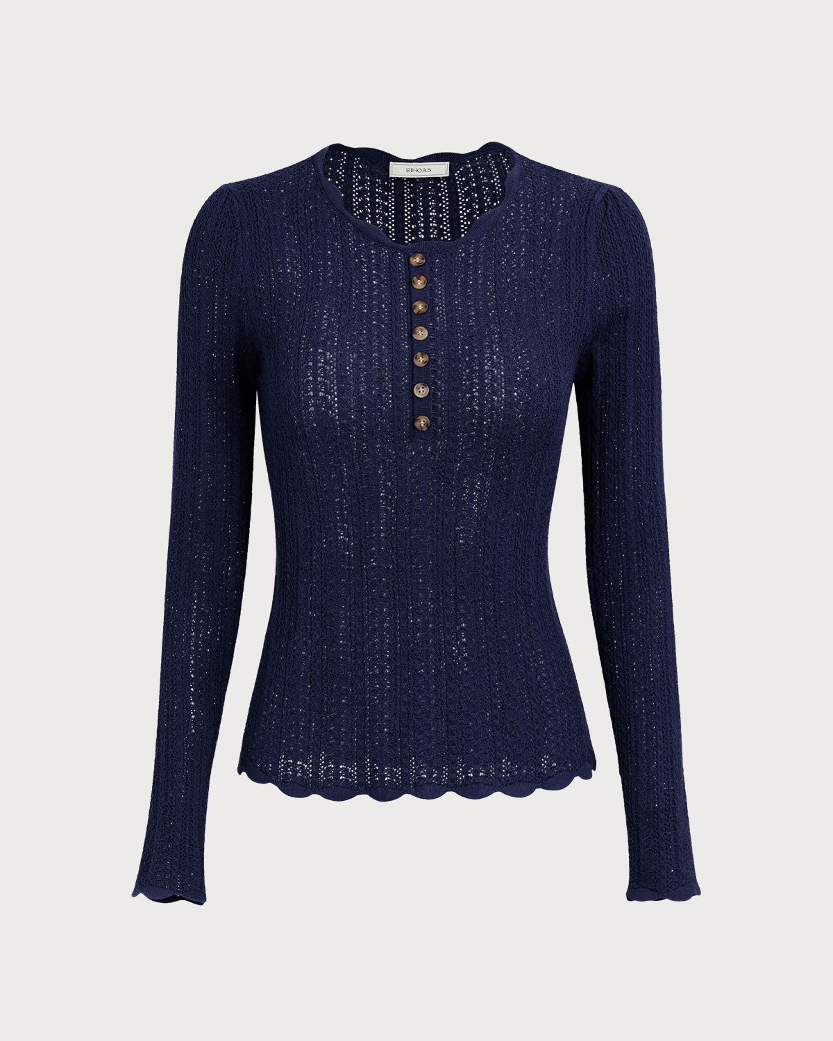 Navy Round Neck Slim Sweater