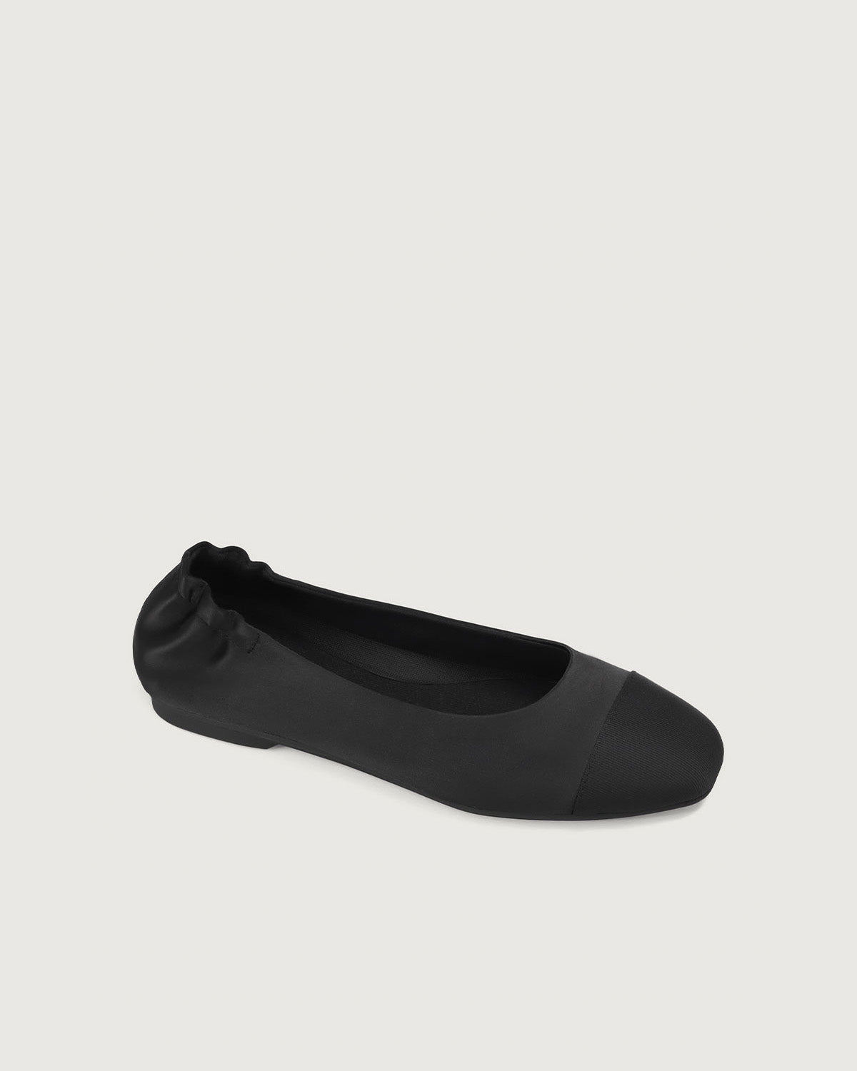 Enfiis Black Satin Square Toe Ballet Flats